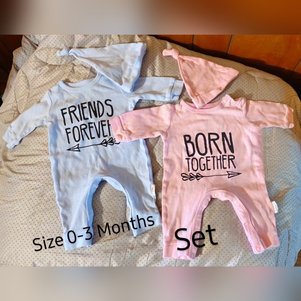 Like New Infant TWINS Romper Set